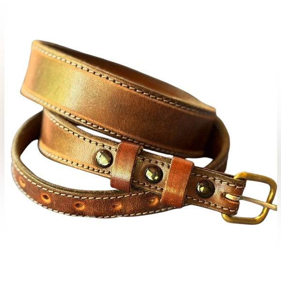Chacon western Leather belt with solid Brass buckle size 30 - Picture 1 of 6